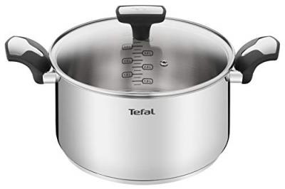 TEFAL Faitout inox 24cm + couvercle en verre  e3014604 - inox