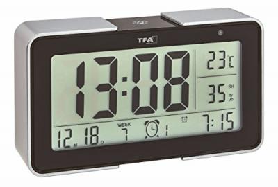 TFA DOSTMANN  60.2540.01 Melody Wireless Alarm Clock Noir,Argent&eacute;