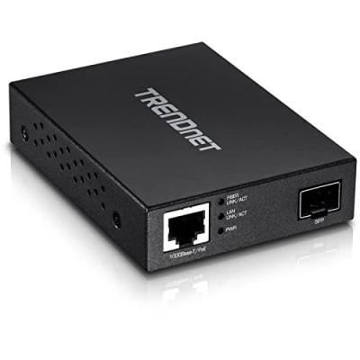 TRENDNET  sfp fiber media converter gigabit poe pd noir