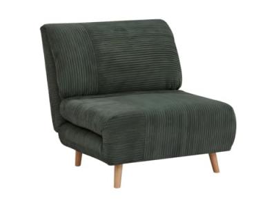 VENTE UNIQUE Fauteuil convertible en velours c&ocirc;tel&eacute; PALULA - Vert fonc&eacute;