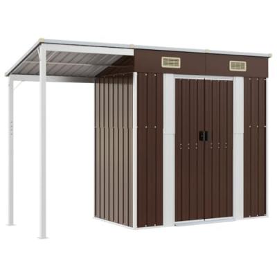 VIDAXL  Abri De Jardin Avec Toit Prolong&eacute; Marron 277x110,5x181 Cm Acier