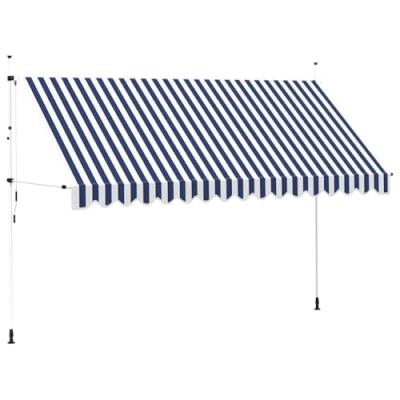 VIDAXL Auvent R&eacute;tractable Manuel 400 Cm Rayures Bleues Et Blanches