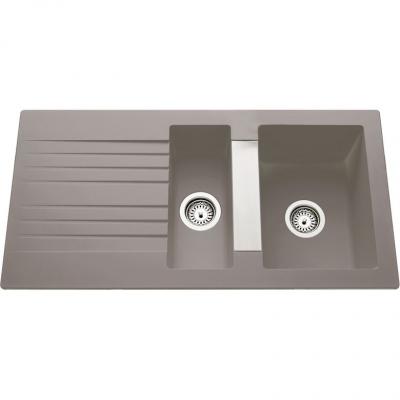 LUISINA Evier SOLAIRE synth&egrave;se b&eacute;ton 1,5 bac L.98 x l.50