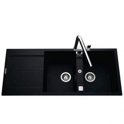 LUISINA Evier granit blanc pur TAM TAM 1 bac 1 &eacute;gouttoir