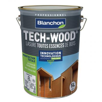 BLANCHON Lasures Aqua Polyur&eacute;thane Tech-Wood teinte incolore bidon de 5 litres
