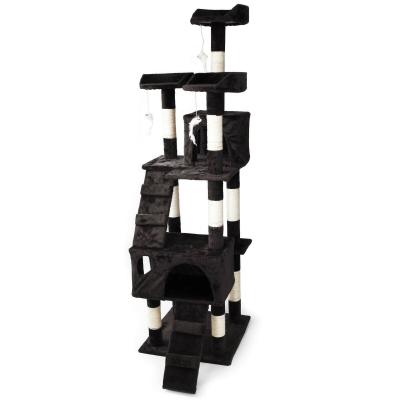 HELLOSHOP26 Arbre &Agrave; Chat 170 Cm Corde En Sisal Griffoir Grattoir Jeux Plateforme Noir  16_0000014