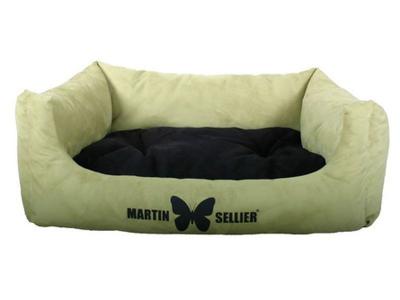 MARTIN SELLIER Panier pour chien Domino Su&eacute;dine - Gris et Rouge - 60x46x23cm 