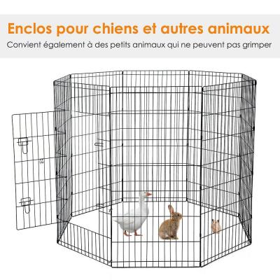 PAWHUT Parc enclos acier pour chien animaux 1 porte 8 panneaux 76L x 61l cm noir