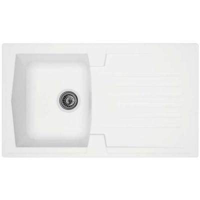 MODERNA Evier &agrave; encastrer en r&eacute;sine Arena Blanc Longueur 86 cm 1 cuve 