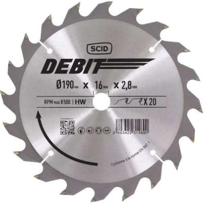 SCID Lame au carbure pour scie circulaire &oslash; 190 mm 20 16 2,8