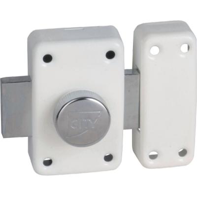 ISEO CITY Verrou City 25 &agrave; bouton p&ecirc;ne 110 mm vari&eacute; finition blanc - Is&eacute;o