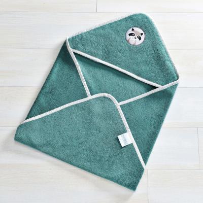 BECQUET Cape de bain b&eacute;b&eacute; bleue PETITES BETES en coton