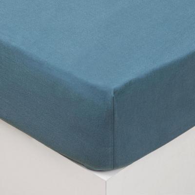 ATMOSPHERA CREATEUR D INTERIEUR Atmosphera - Drap Housse en Coton lav&eacute; Bleu Canard 160 x 200 cm