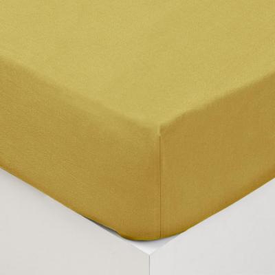 ATMOSPHERA Drap housse unie en coton lav&eacute; - 160 x 200 cm - Ocre