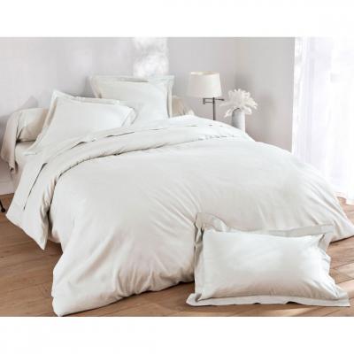 BECQUET Drap-housse 180x200x28 blanc craie en lin
