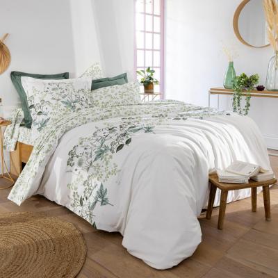 BECQUET Drap plat vert en percale de coton 180x290 VERONIKA