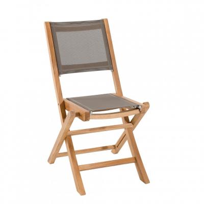 MACABANE  Lot de 2 chaises pliantes en teck massif et textile - Unique