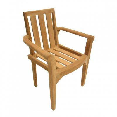 MACABANE HARRIS - Ensemble de 2 fauteuils de jardin empilables en bois Teck