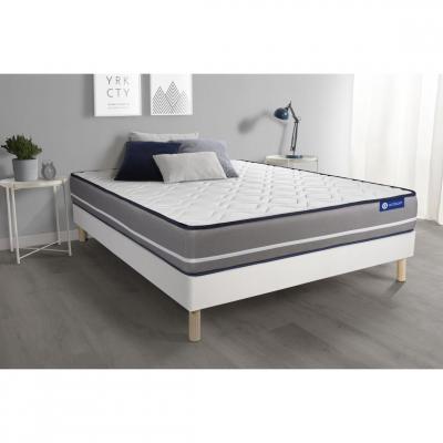ACTISOM Ensemble matelas &agrave; m&eacute;moire actimemo pur 90x200cm 3zones de confort + sommier kit blanc