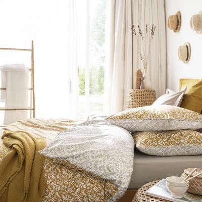 ESSIX Housse De Couette Imprim&eacute;e En Percale De Coton, Ombrage Ocre / Lin
