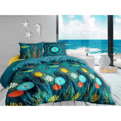 HOUSSE DE REVE CALITEX Parure 3 pi&egrave;ces 240x220 cm Abysse, Coton, Bleu, 240_x_220_cm