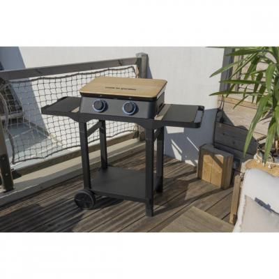 COOK IN GARDEN Plancha &agrave; gaz 2 br&ucirc;leurs 56,6 cm sur Chariot DUNE 60