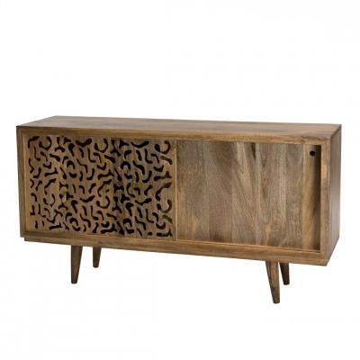 Buffet bois Manguier 160x45cm 2 portes coulissantes 1 &eacute;tag&egrave;re MANILLE