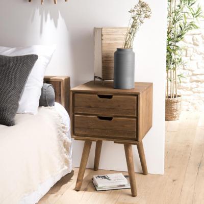 Macabane - andy - Chevet scandi bois marron 2 tiroirs Sapin