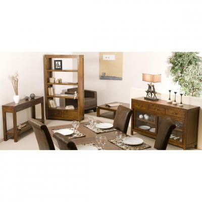 MACABANE EDEN - Console marron rectangulaire 2 tiroirs bois Mindi