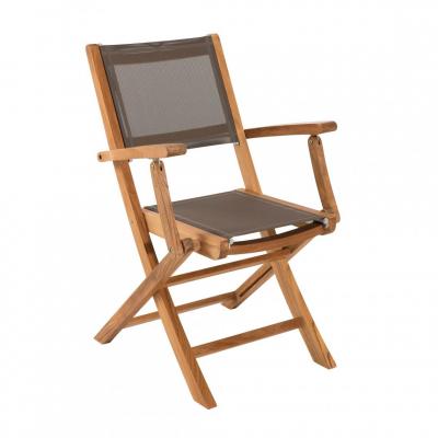 MACABANE  Lot de 2 fauteuils pliants en teck massif et textile - Unique