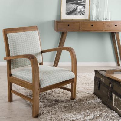 MACABANE Fauteuil en teck et coton imprim&eacute; p&eacute;tales Scandi - imprim&eacute;
