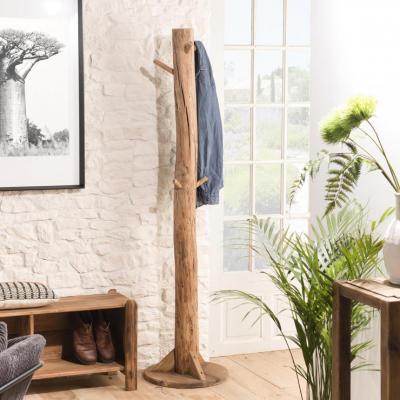 ANDRIAN - Porte-manteau marron naturel bois Pin recycl&eacute;