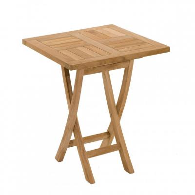 MACABANE Table de jardin 2 personnes, carr&eacute;e pliante 60 x 60 cm en bois Teck