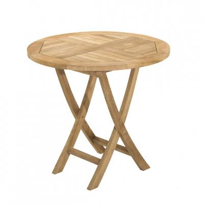 MACABANE Table de jardin 2 personnes, ronde pliante 80 x 80 cm en bois Teck