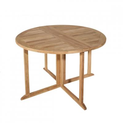 MACABANE Table de jardin 4/5 personnes - &agrave; rabats papillon en bois Teck