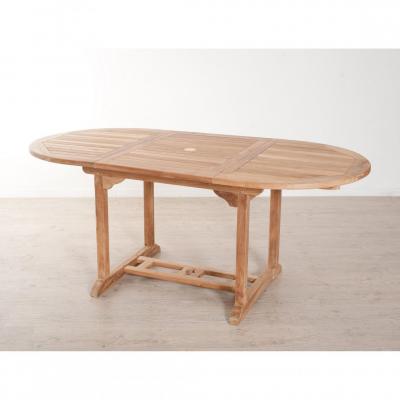 MACABANE Table ovale extensible 4/6 personnes en teck massif - Teck