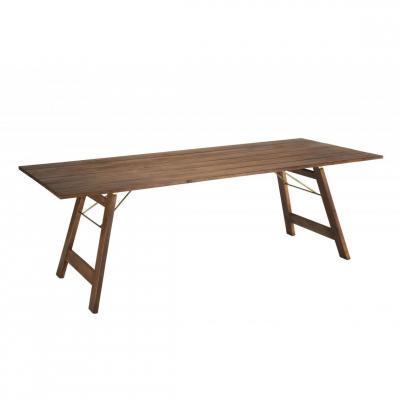 MACABANE Table &agrave; manger rectangulaire pliante - Acacia - 220 x 90 cm