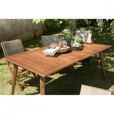 MACABANE Table de jardin rect. extensible en acacia 8/10 personnes