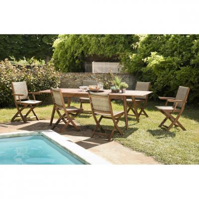 MACABANE Ensemble table extensible avec 4 chaises et 2 fauteuils - tuiny