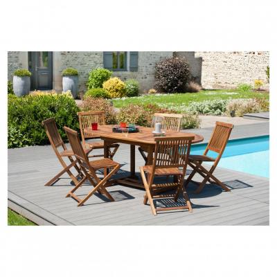 MACABANE Table de jardin et chaises en teck huile 4/6 personnes