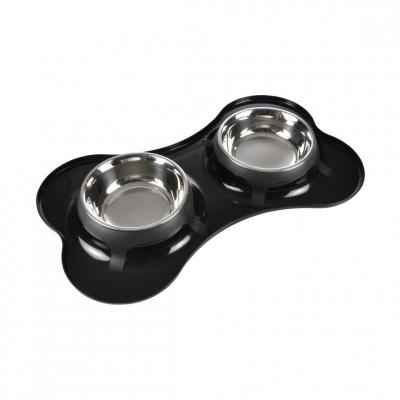 LOVE STORY SONDEY Paris Prix Gamelle Double pour Chien Forme Os 45cm Noir