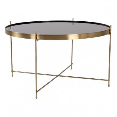 House Nordic Table Basse Ronde 70 cm en Verre et en Acier Dor&eacute; CHOQUI