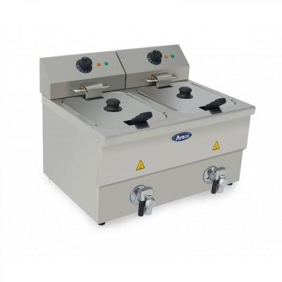 ATOSA Friteuse Professionnelle &agrave; Poser en Inox avec Vidange 2 x 8 L H 395 &agrave; 430 mm