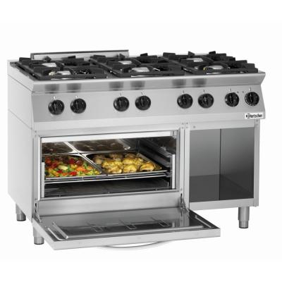 Fourneau &agrave; gaz 6 br&ucirc;leurs 28,5 kW - four &eacute;lectrique 6 kW - Bartscher