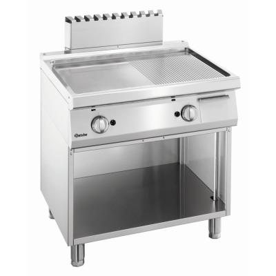 BARTSCHER Plancha &agrave; Gaz - 1/2 Lisse, 1/2 Rainur&eacute;e - Armoire Ouverte - 