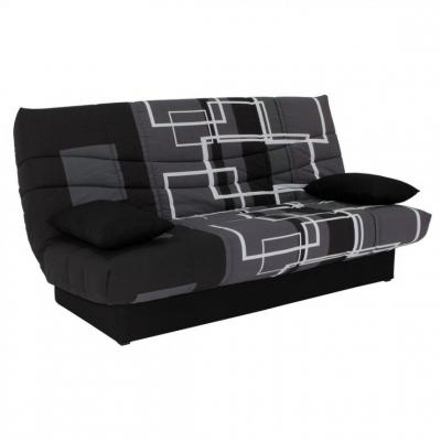 BUT Banquette lit clic-clac PORTO labyrinthe noir et gris