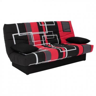 BUT Banquette lit clic clac PORTO labyrinthe noir et rouge