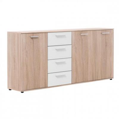 Buffet 3 portes/4 tiroirs TOLEDO d&eacute;cor ch&ecirc;ne sonoma/blanc