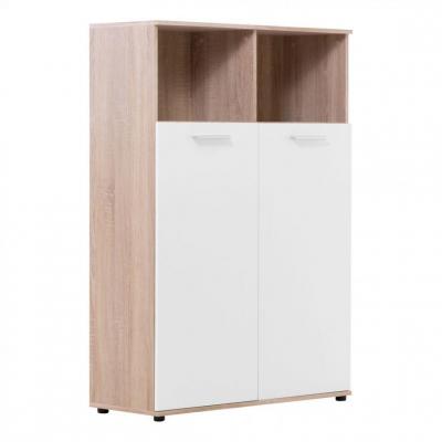 Buffet haut 2 portes/2 niches TOLEDO d&eacute;cor ch&ecirc;ne sonoma/blanc