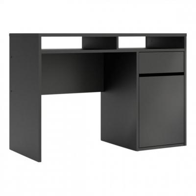Ebuy24 - Plus Bureau avec 1 porte, 1 tiroir et 2 tablettes de rangement, noir mat.